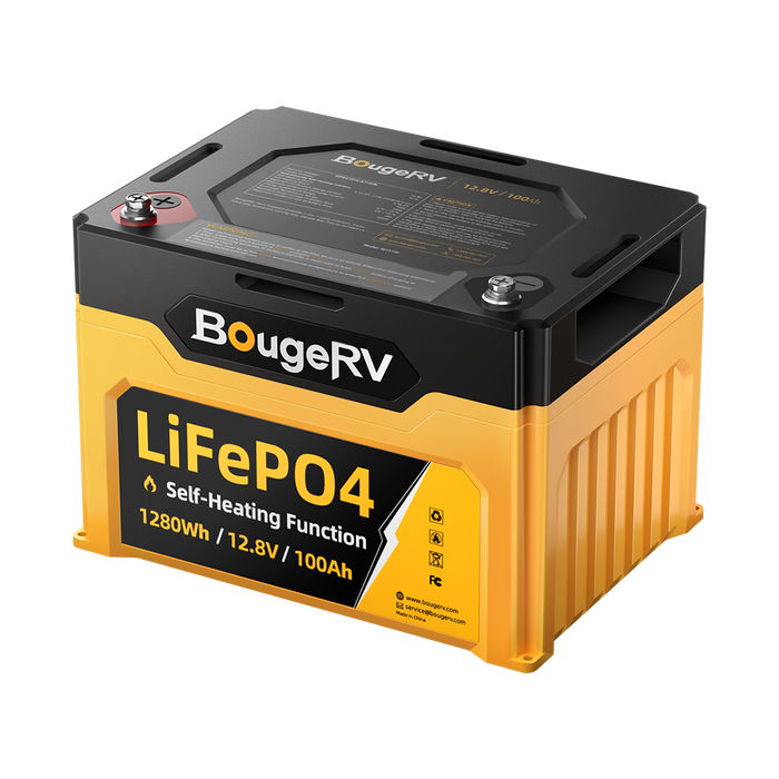 BougeRV 12V 1280Wh/100Ah Self-Heating LiFePO4 Battery BougeRV