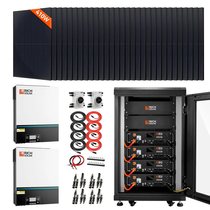 Rich Solar 13,000W 120/240V Output 48VDC Complete Off-Grid Solar Kit + Choose Your Custom Package Rich Solar