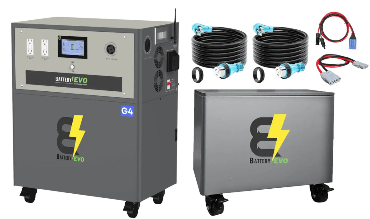 Battery EVO WALRUS G4 Complete Solar Kits + Choose Your Custom Package Battery EVO on white background.