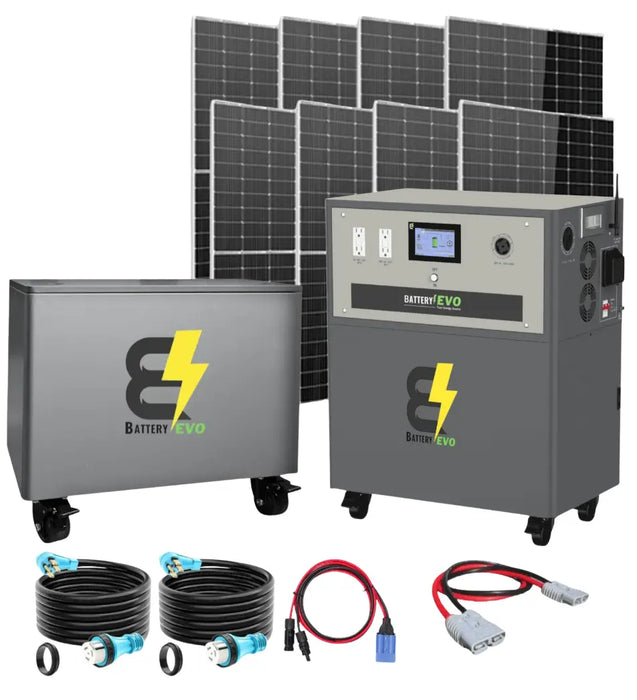 Battery EVO WALRUS G4 Complete Solar Kits + Choose Your Custom Package Battery EVO on white background.