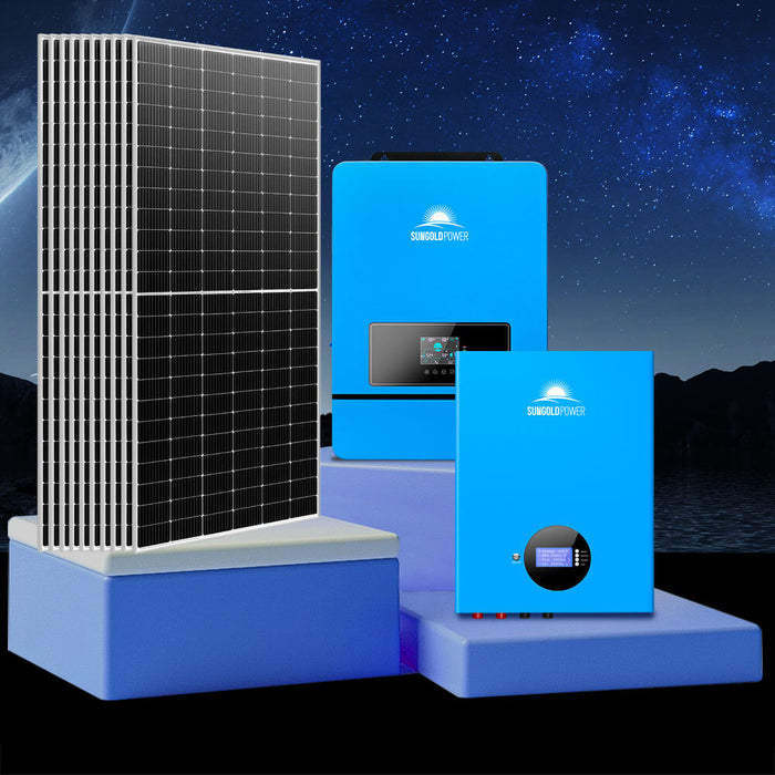 Sungold Power OFF-GRID Solar Kit 10 X 550w Solar Panels 4 X 5.12KWH Powerwall Lithium Battery 10KW Inverter 48VDC 120V/240V SGM-10K20