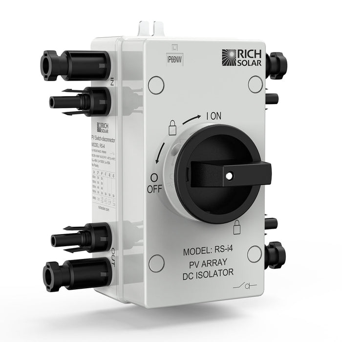 Rich Solar Solar PV DC Quick Disconnect Switch | Solar Array DC Quick Disconnect Switch | 1500 Volt 55 Amp | 4 Pole 2 Strings | Easy to Install
