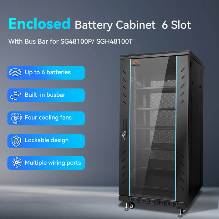 Sungold Power Enclosed 6 Slot Battery Cabinet with Bus Bar for SG48100P/ SGH48100T Server Rack Batteries
