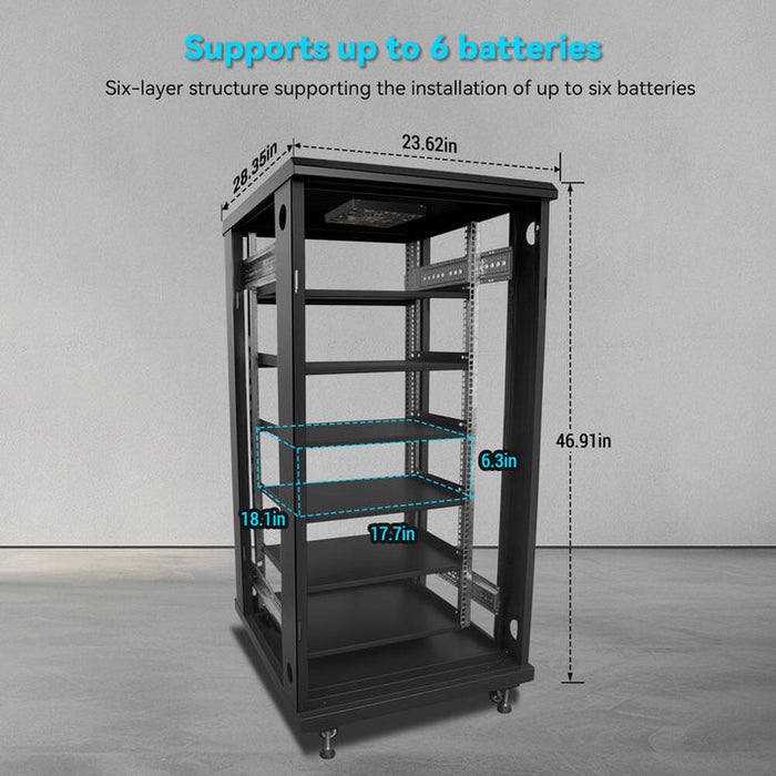Sungold Power Enclosed 6 Slot Battery Cabinet with Bus Bar for SG48100P/ SGH48100T Server Rack Batteries