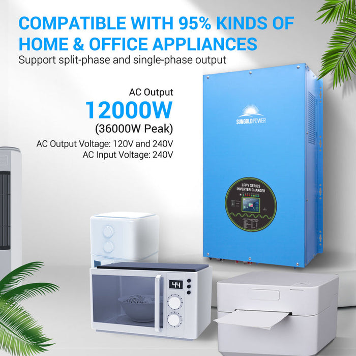 Sungold Power 12kw, 15kw, 18kw 48v Split Phase Inverter AC Input 240V AC Output 120V/240V Solar Inverter