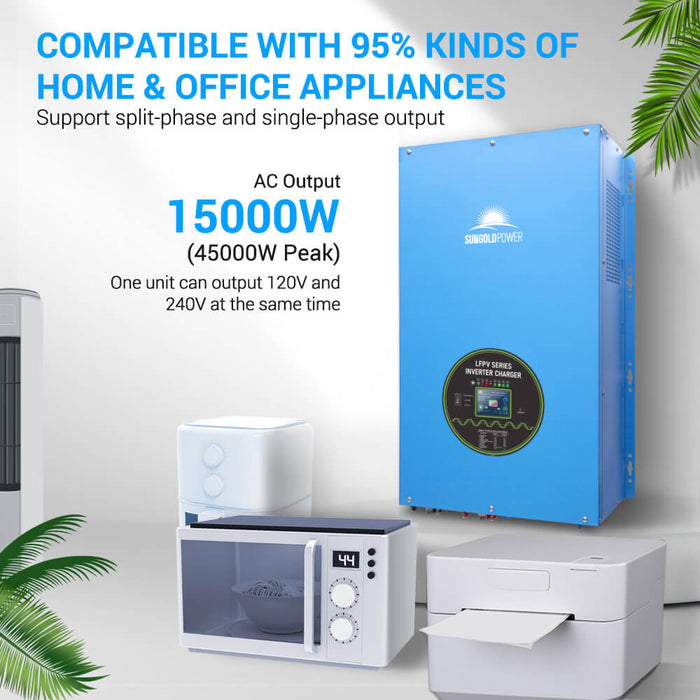 Sungold Power 12kw, 15kw, 18kw 48v Split Phase Inverter AC Input 240V AC Output 120V/240V Solar Inverter