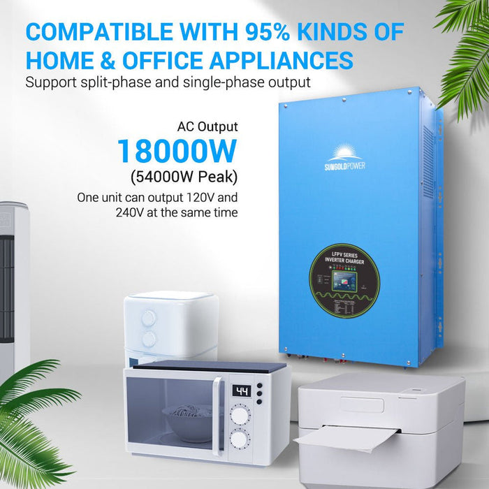 Sungold Power 12kw, 15kw, 18kw 48v Split Phase Inverter AC Input 240V AC Output 120V/240V Solar Inverter