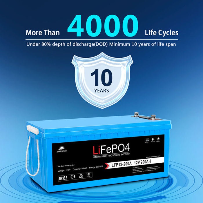 Sungold Power 12V 200AH LiFePO4 Deep Cycle Battery BLUETOOTH / SELF-HEATING