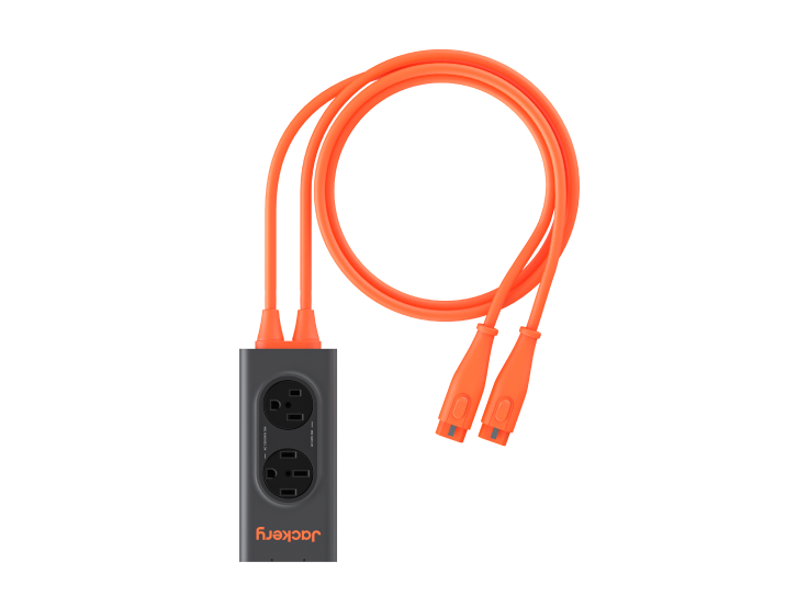 Jackery HomePower 3600 Plus Solar Generator + Choose Your Custom Package orange extension cord with black plug on a white background