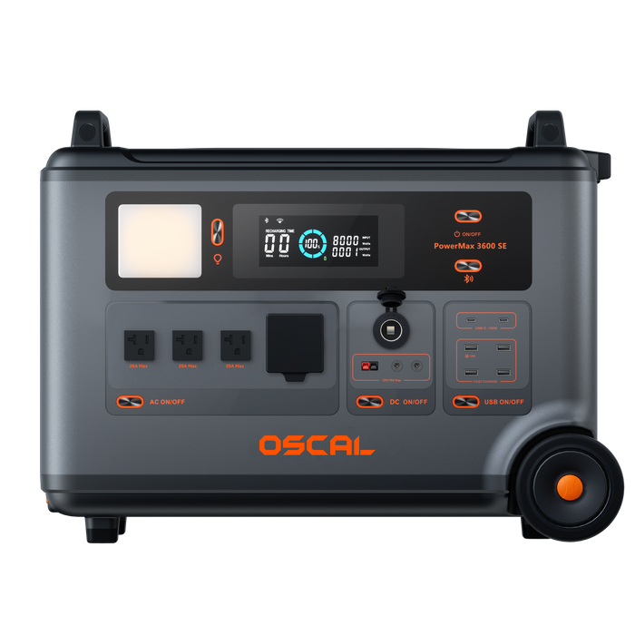 Oscal PowerMax3600SE | 3600W Portable Power Station with 3600Wh Battery Capacity and 2400W Solar Input