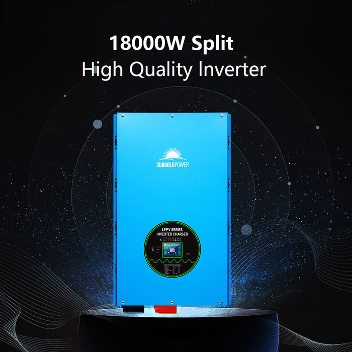 Sungold Power OFF-GRID Solar Kit 18000w 48VDC 120V/240V LiFePO4 20.48KWH Lithium Battery 20 X 415w Solar Panels SGR-18K20E