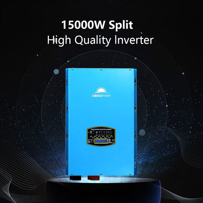 Sungold Power Off-Grid Solar Kit 15000W 48VDC 120V/240V LifePo4 30.72KWH Lithium Battery 20 X 415 Watts Solar Panels SGR-15K20E