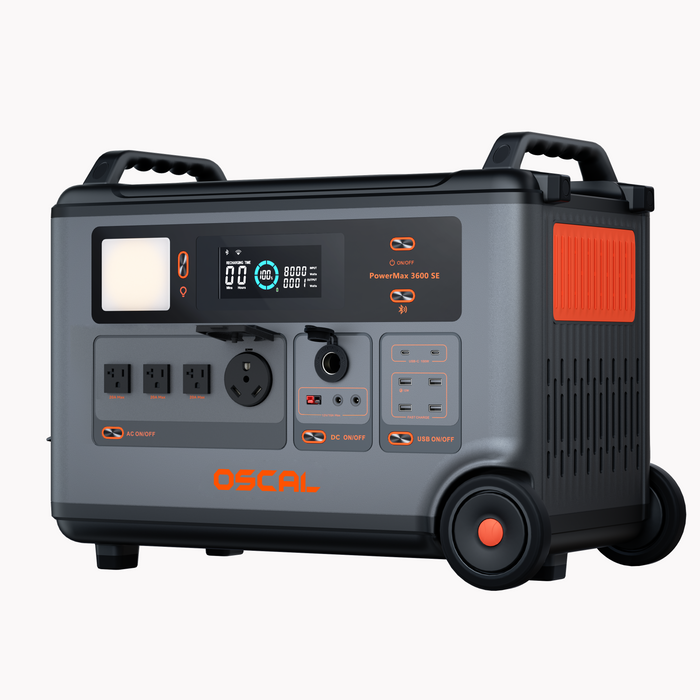 Oscal PowerMax3600SE | 3600W Portable Power Station with 3600Wh Battery Capacity and 2400W Solar Input