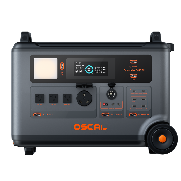 Oscal PowerMax3600SE | 3600W Portable Power Station with 3600Wh Battery Capacity and 2400W Solar Input