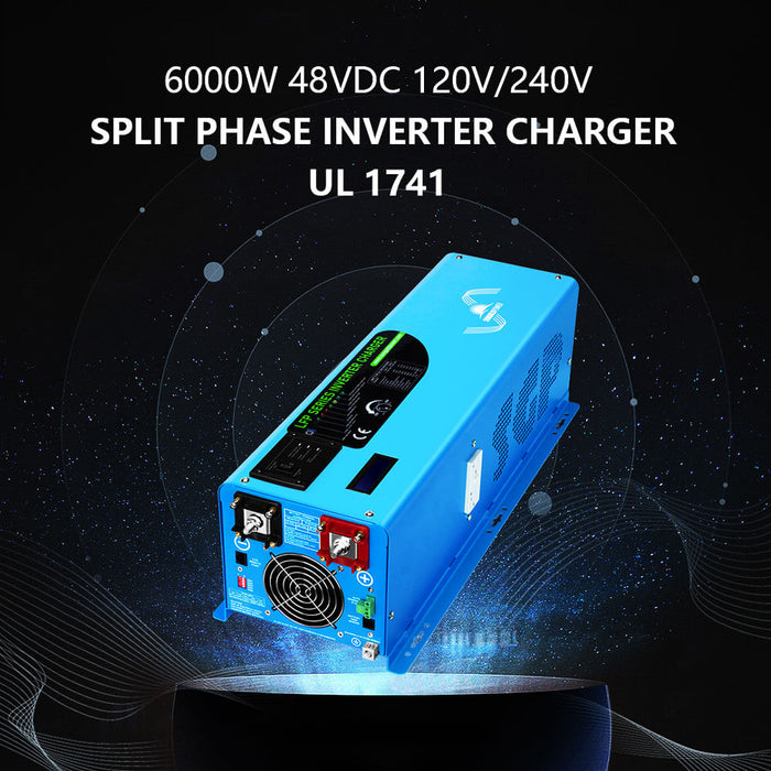 Sungold Power OFF-GRID Solar Kit 6000w 48VDC 120V/240V LiFePO4 10.48KWH Powerwall Lithium Battery 8 X 370w Solar Panels SGR-6KL48C