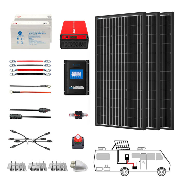 ACOPOWER 300W Mono RV Complete Solar Kit