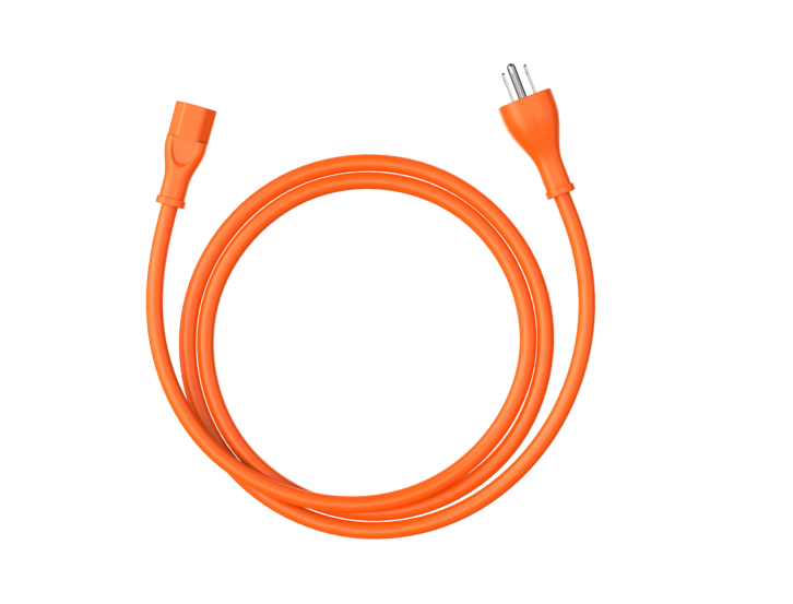 Jackery HomePower 3600 Plus Solar Generator + Choose Your Custom Package coiled orange extension cord with two plugs on a white background 