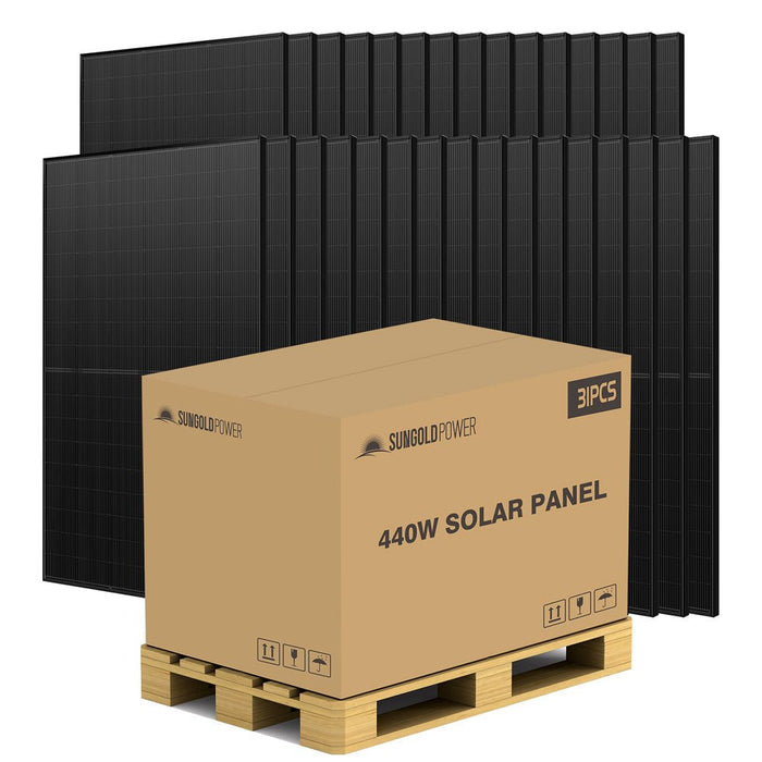 Sungold Power 440W Mono Black N-Type Solar Panel UL61730 CEC Listed + Choose Your Custom Package