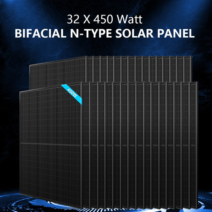 OFF-GRID SOLAR KIT 20KW 48VDC 120V/240V LIFEPO4 30.72KWH-32.14KWH LITHIUM BATTERY 32 X 450 WATTS SOLAR PANELS SGR-20K30E