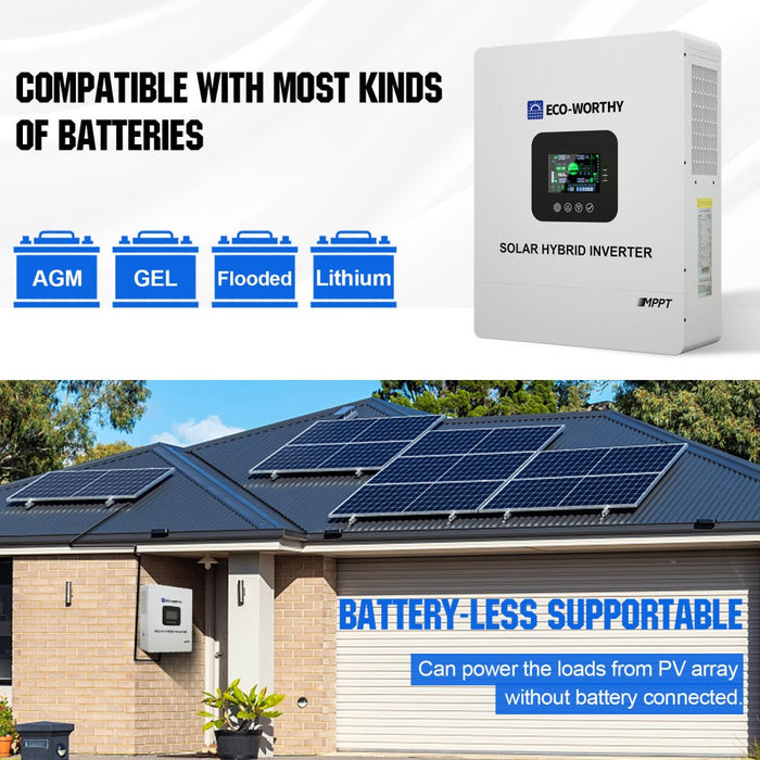 Eco-Worthy 5000W Off-Grid 48V DC to 120V AC Split Phase Hybrid Inverter