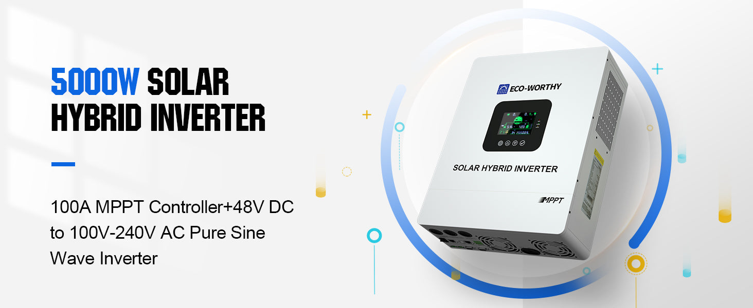 Eco-Worthy 5000W Off-Grid 48V DC to 120V AC Split Phase Hybrid Inverter