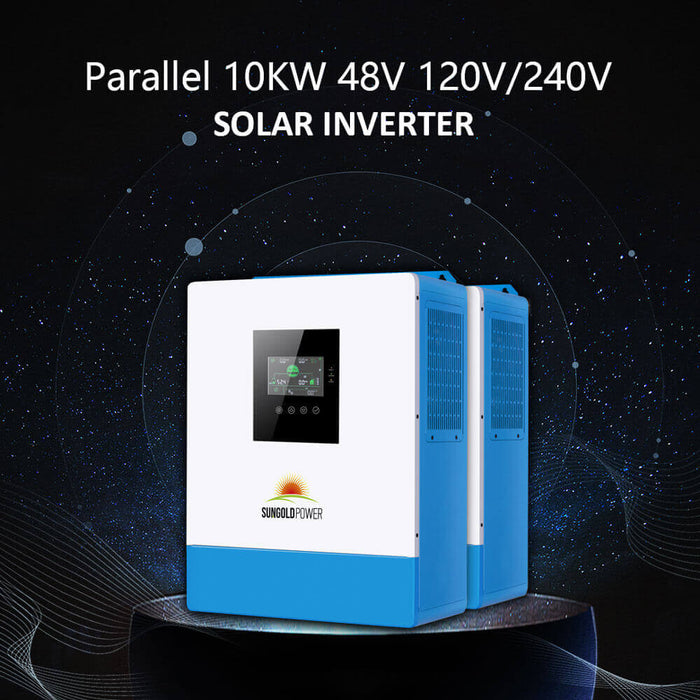 Sungold Power OFF-GRID Solar Kit 10000w 48VDC 120V/240V LiFePO4 20.48KWH Lithium Battery 12 X 450w Solar Panels SGR-10K2M