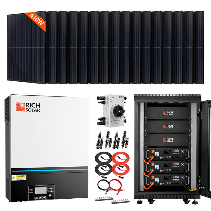 Rich Solar 8000W PV Input 48V 120VAC Output + 6560(16x410) Watt Solar PV Complete Off-Grid Solar Kit