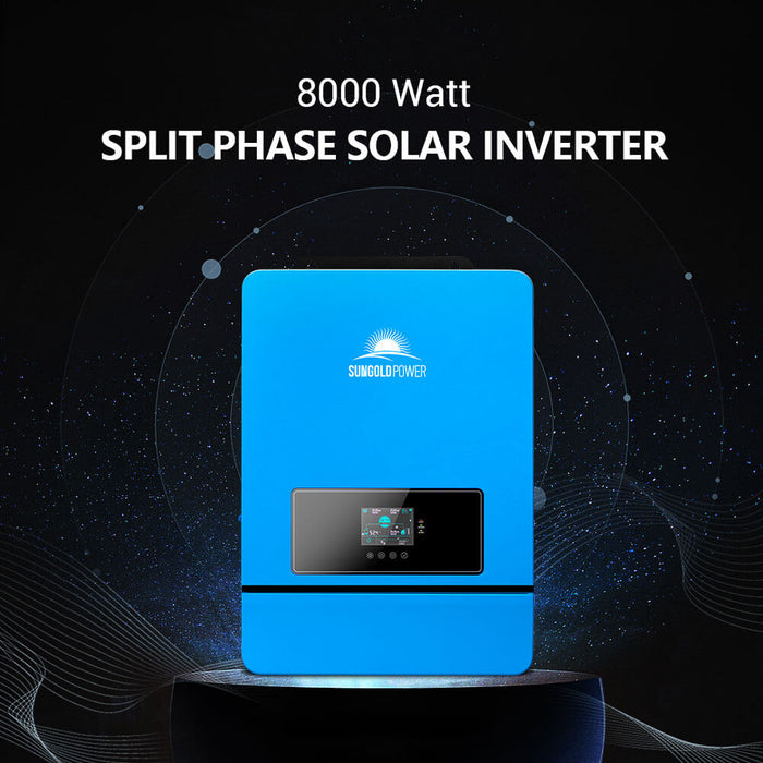Sungold Power OFF-GRID Solar Kit 8000w 48VDC 120V/240V LiFePO4 10.24KWH Lithium Battery 8 X 415w Solar Panels SGR-8K10E