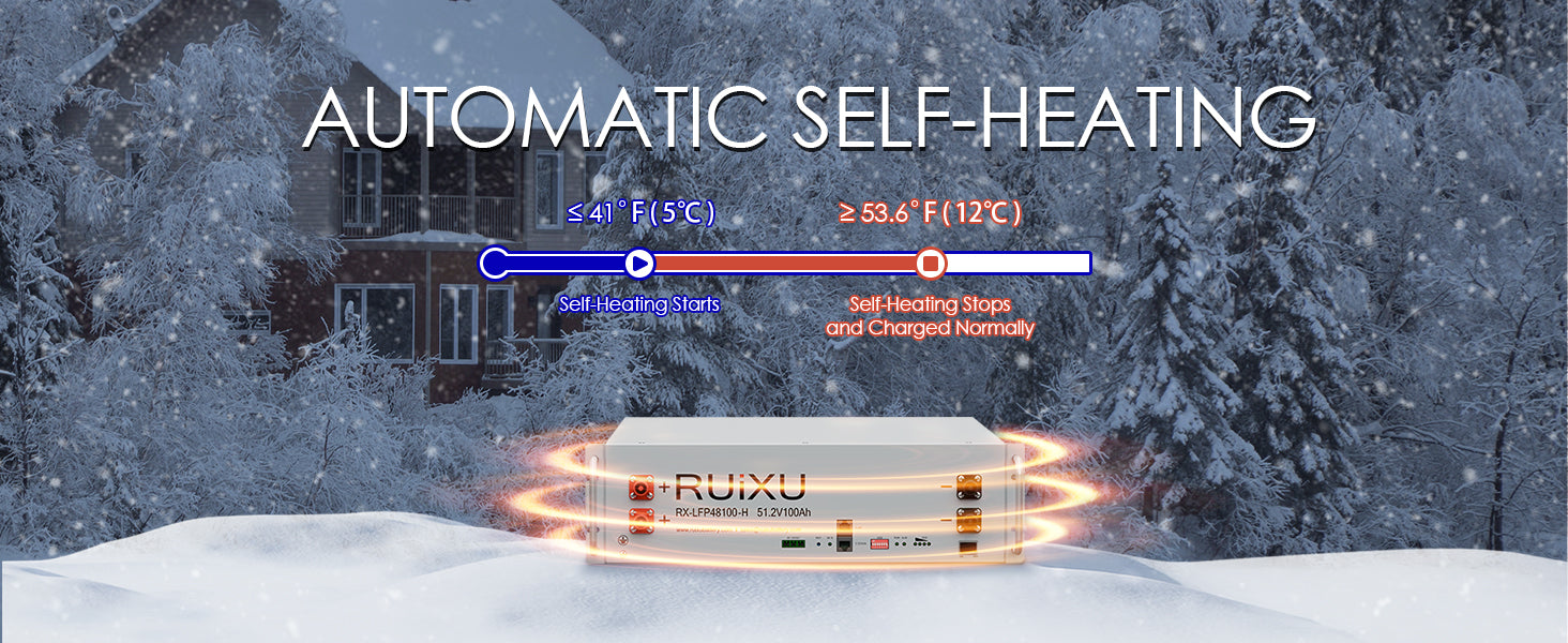 RUiXU RX-LFP48100-H 19" Rack Mounted 3U Module Self-heating LiFePO4 Battery