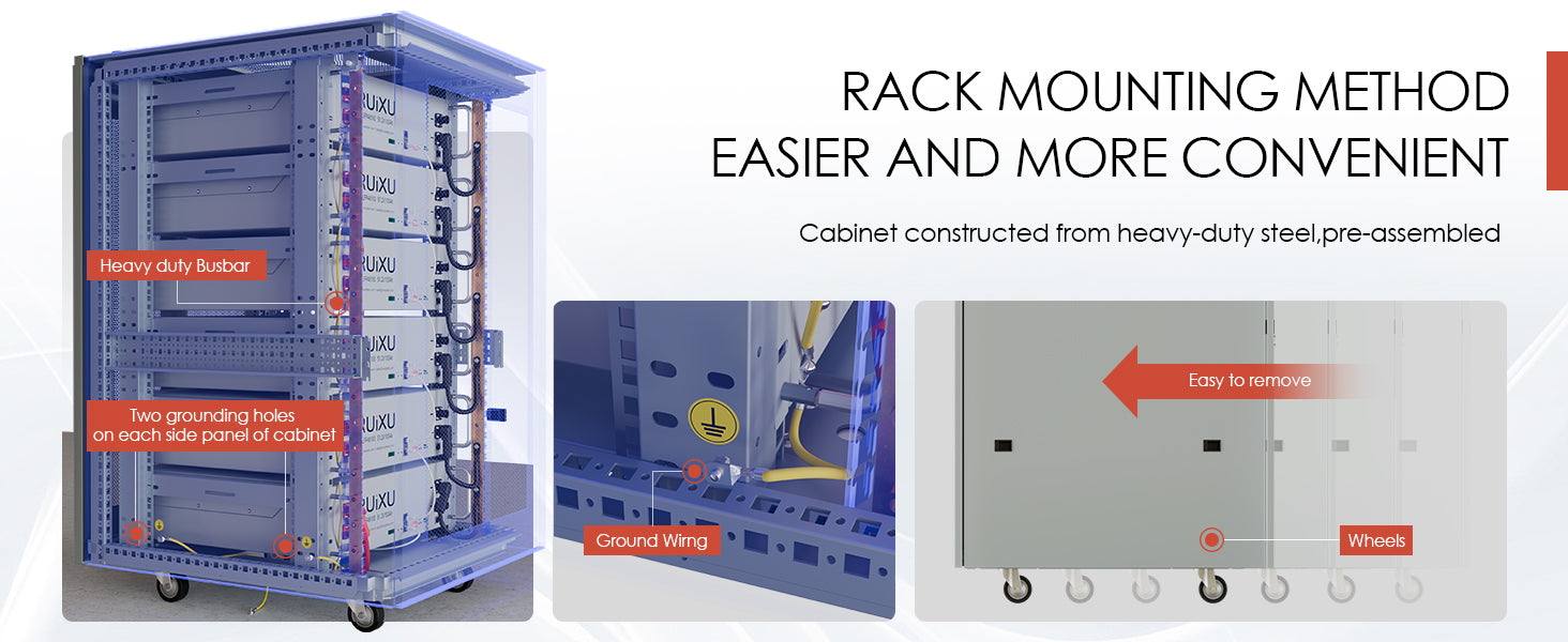 RUiXU RX-LFP48100-H 19" Rack Mounted 3U Module Self-heating LiFePO4 Battery