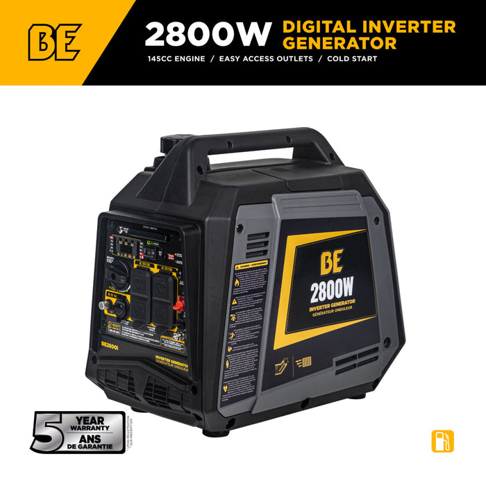 BE Power Equipment 2,800 Watt 145CC Digital Inverter Generator - BE2800I Portable Generator