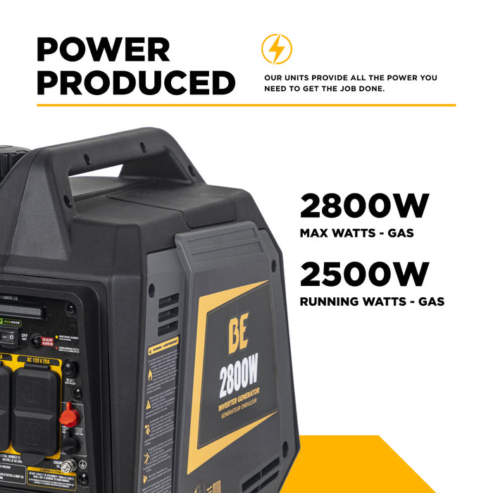BE Power Equipment 2,800 Watt 145CC Digital Inverter Generator - BE2800I Portable Generator
