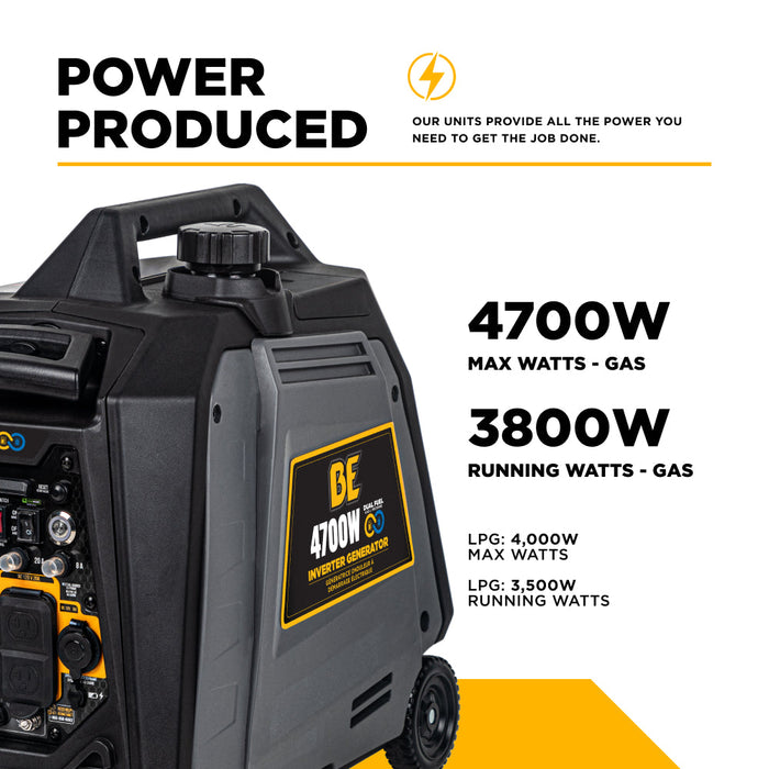 BE Power Equipment 4,700 Watt 160CC Dual-Fuel Digital Inverter Generator - BE4700ID Portable Generator