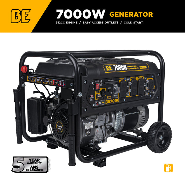BE Power Equipment 7,000 Watt Generator - BE7000 Portable Generator