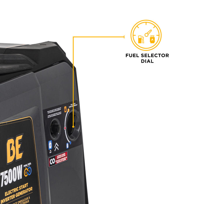 BE Power Equipment 7,500 Watt 312CC Dual-Fuel Digital Inverter Generator - BE7500ID Portable Generator
