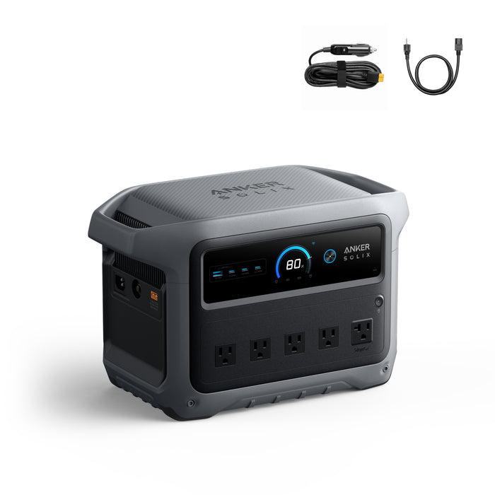 Anker SOLIX C1000 Gen2 1,024Wh | 2,000W Solar Generator + Choose Your Custom Package charging cable on a white background