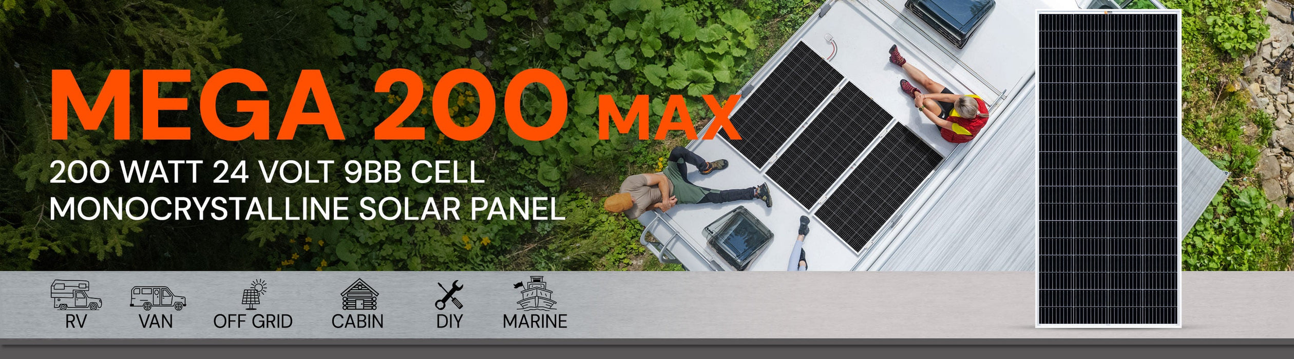 Rich Solar MEGA 200W 24V Monocrystalline Solar Panel