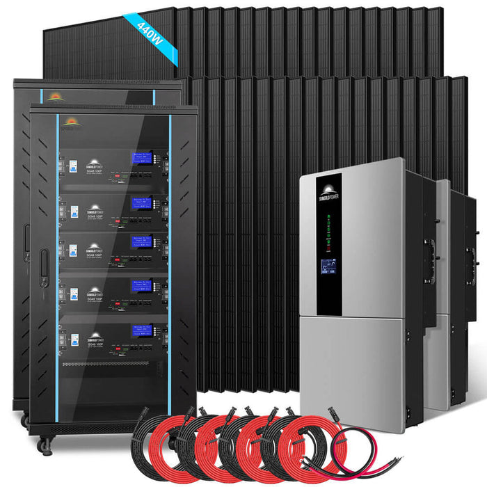 Sungold Power Hybrid Complete Solar Kit 11.4KW 48V Split Phase 51.2 KWH Lithium Battery 36 X 440 Watt Solar Panel SGH-11N5E