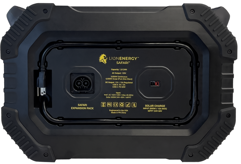 Lion Energy Safari Solar Generator 3,000W, LifePO4 Battery, 100W 24V Solar Panel + Choose Your Custom Package