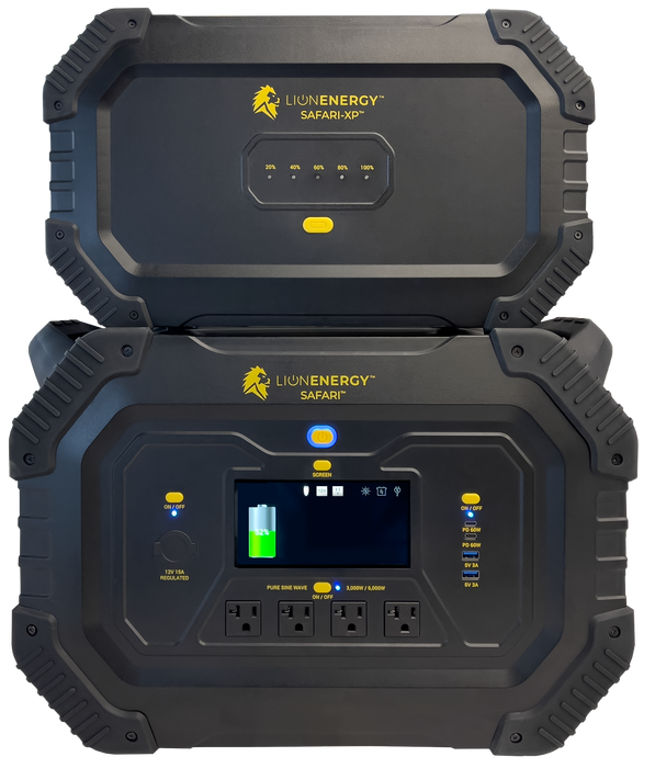 Lion Energy Safari Solar Generator 3,000W, LifePO4 Battery, 100W 24V Solar Panel + Choose Your Custom Package