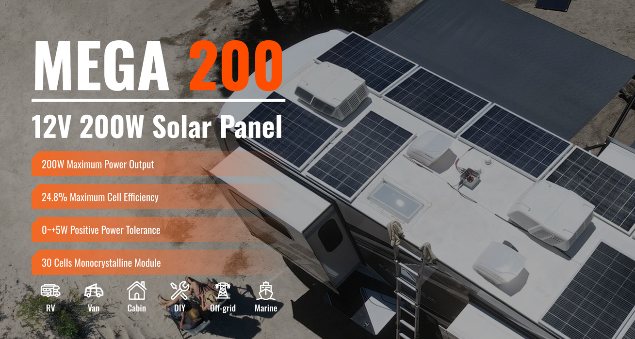 Rich Solar MEGA 200W 12V Monocrystalline Solar Panel