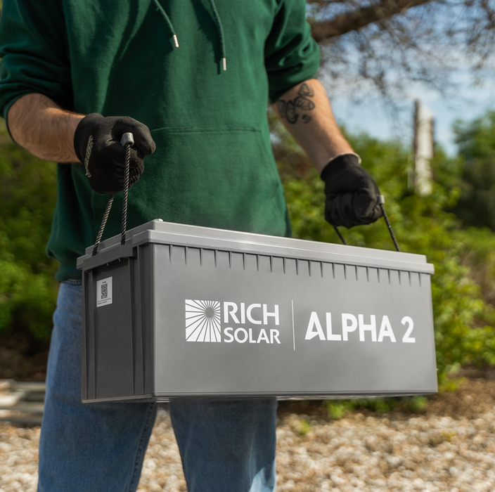 Rich Solar ALPHA 2 | 12V 200Ah LiFePO4 Lithium Iron Phosphate Battery w/ Internal Heat Technology and Bluetooth