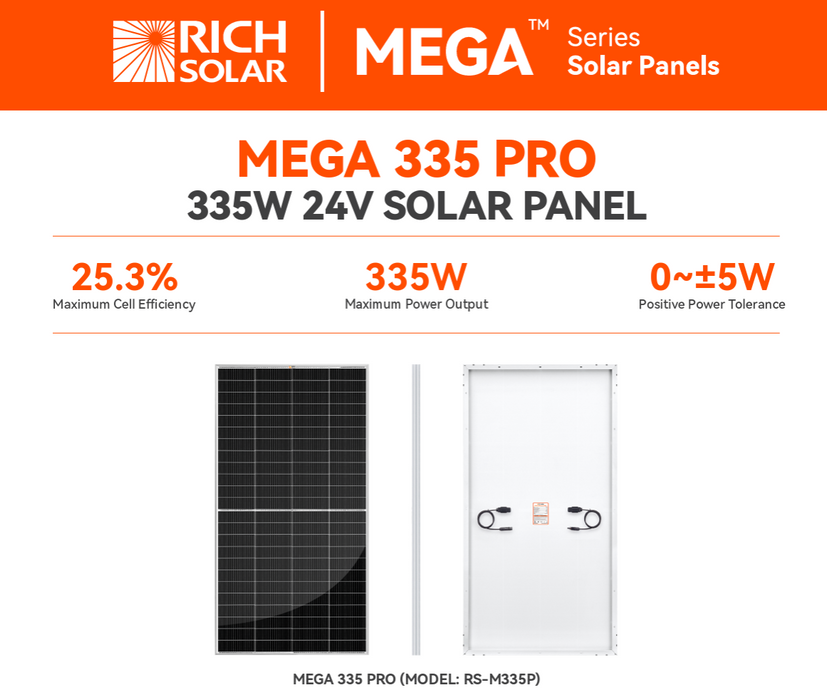 Rich Solar MEGA 335W Pro Solar Panel + Choose Your Custom Package