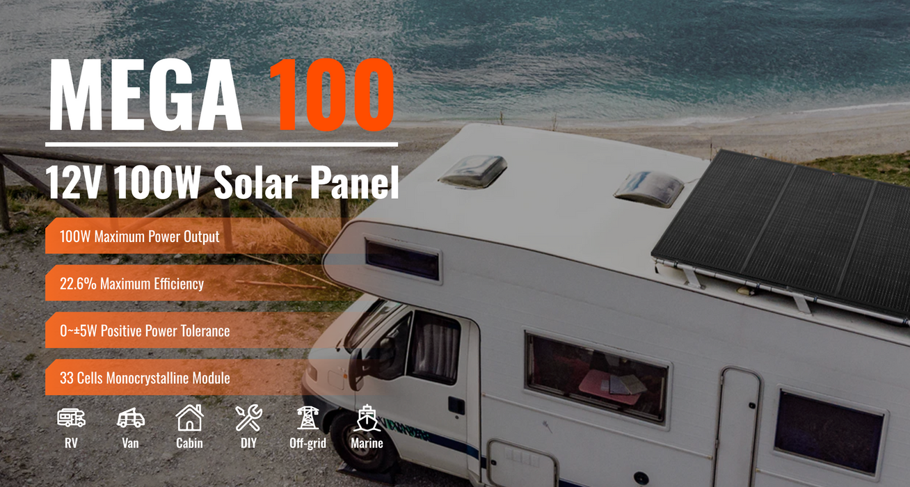 Rich Solar MEGA 100 ONYX 100W 12V Monocrystalline Solar Panel