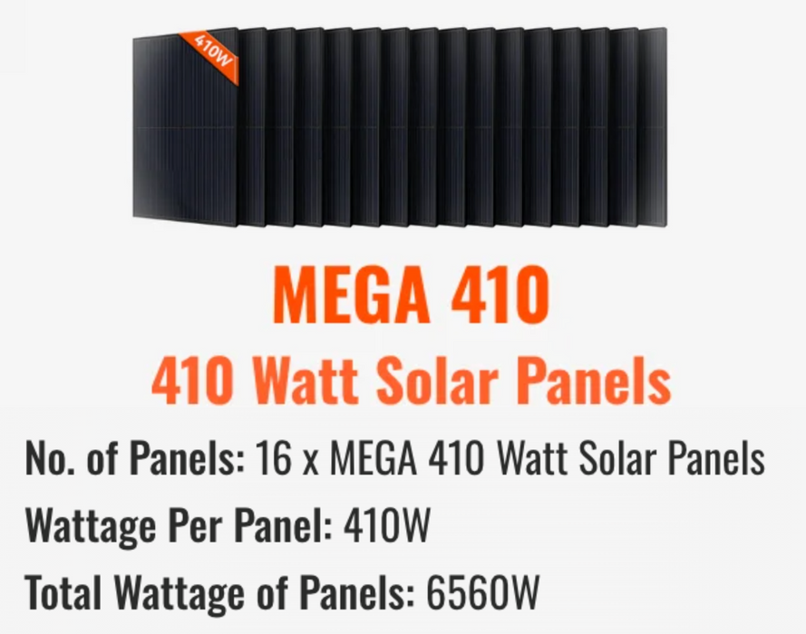 Rich Solar 8000W PV Input 48V 120VAC Output + 6560(16x410) Watt Solar PV Complete Off-Grid Solar Kit