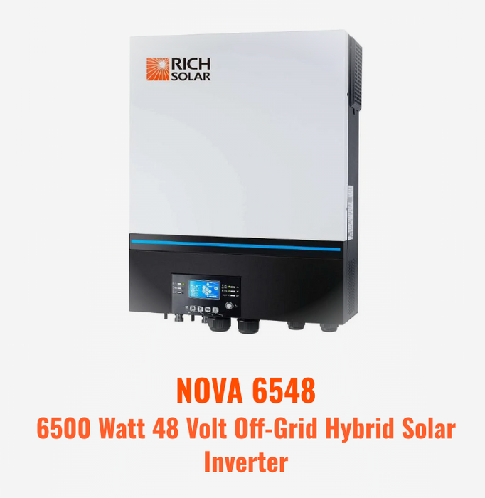 Rich Solar 8000W PV Input 48V 120VAC Output + 6560(16x410) Watt Solar PV Complete Off-Grid Solar Kit