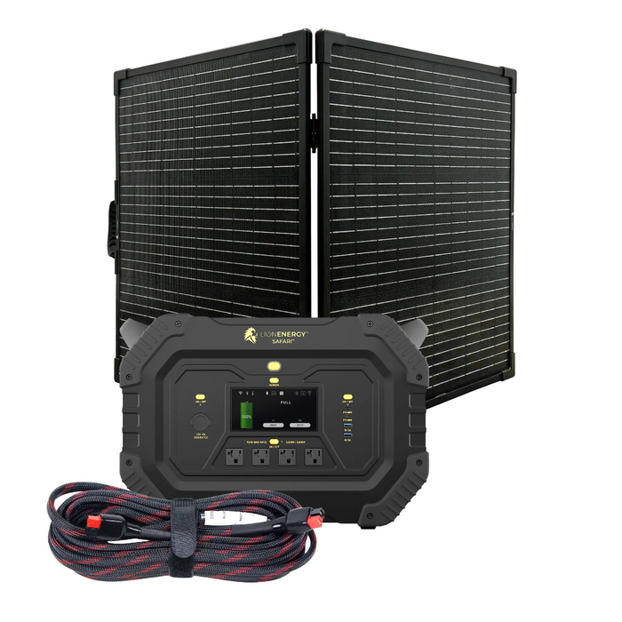 Lion Energy Safari Solar Generator 3,000W, LifePO4 Battery, 100W 24V Solar Panel + Choose Your Custom Package