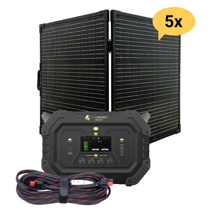 Lion Energy Safari Solar Generator 3,000W, LifePO4 Battery, 100W 24V Solar Panel + Choose Your Custom Package
