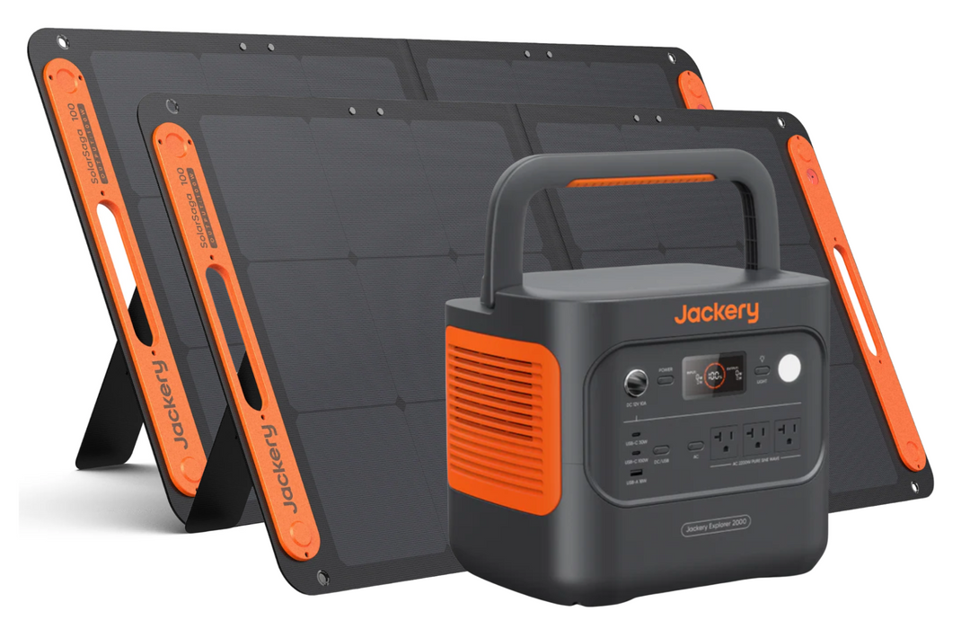Jackery Explorer 2000v2 + 2 xSolarSaga 100W Solar Panel Solar Generator