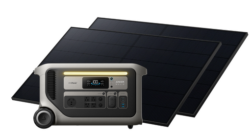 Anker SOLIX F3000 Solar Generator with solar panel on a white background